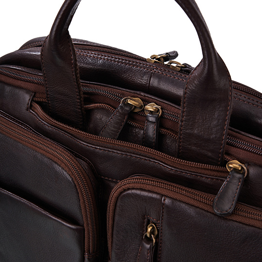 Деловая сумка Dr.Koffer из натуральной кожи темно-коричневая