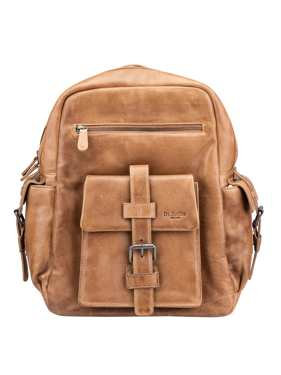Рюкзак Dr.Koffer из натуральной кожи светло-коричневый