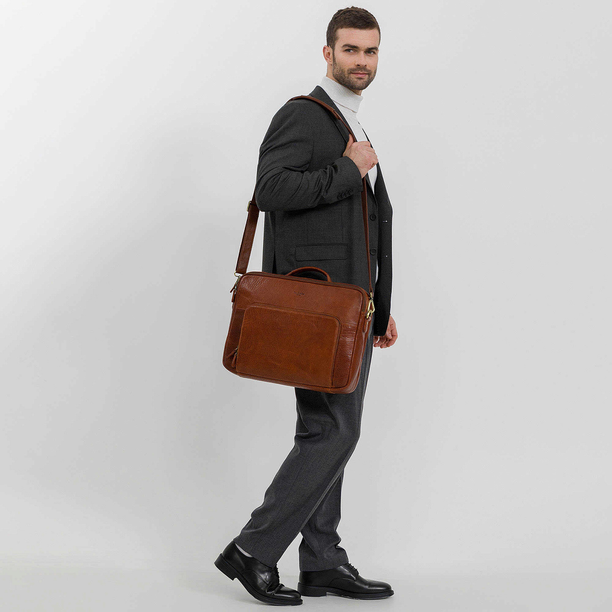 Деловая сумка Dr.Koffer из натуральной кожи коричневая