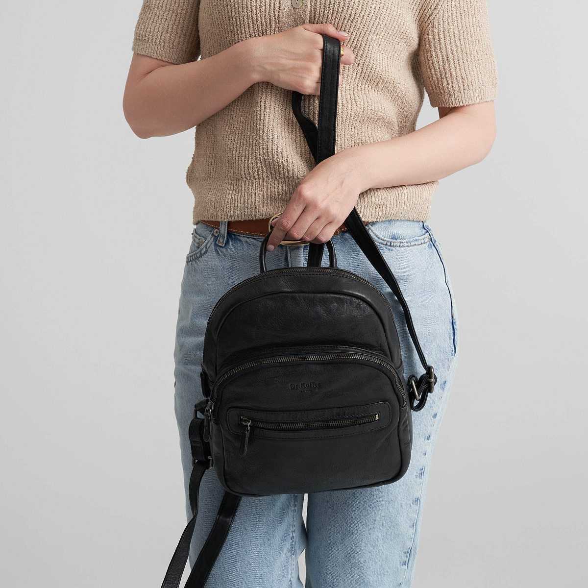 Рюкзак Dr.Koffer из натуральной кожи черный