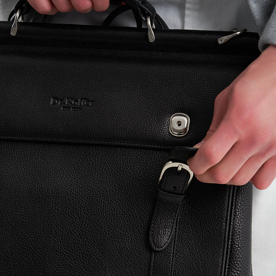 Портфель Dr.Koffer из натуральной кожи черный