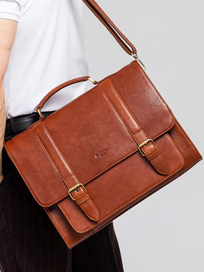 Портфель Dr.Koffer из натуральной кожи светло-коричневый