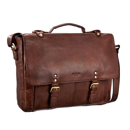 Портфель Dr.Koffer из натуральной кожи темно-коричневый