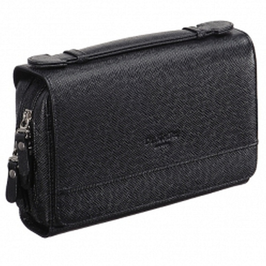 Мужская сумка визитка из натуральной кожи черного цвета Dr.Koffer B402499-141-04