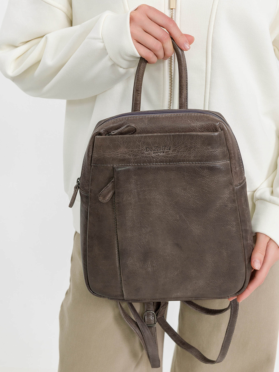 Рюкзак Dr.Koffer из натуральной кожи серый