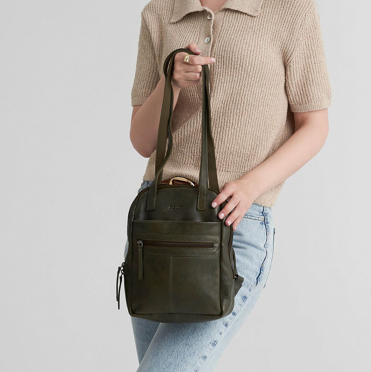 Рюкзак Dr.Koffer из натуральной кожи зеленый