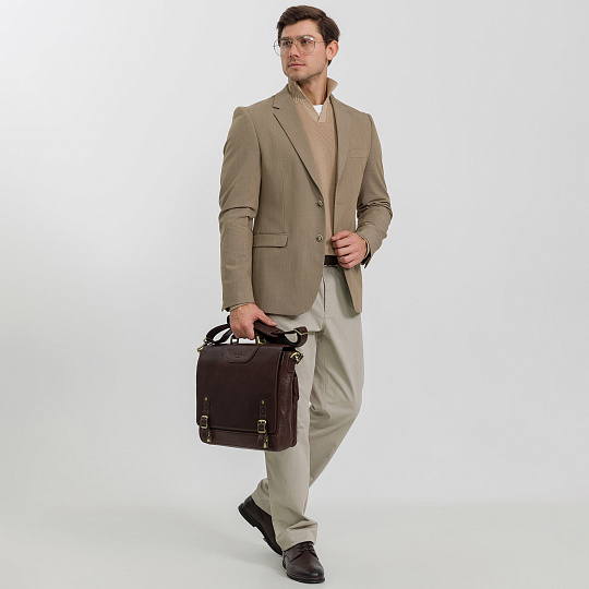 Портфель Dr.Koffer из натуральной кожи темно-коричневый