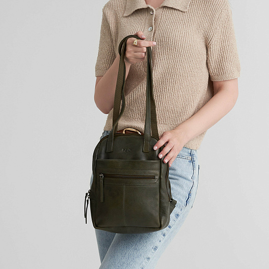 Рюкзак Dr.Koffer из натуральной кожи зеленый