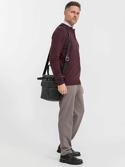 Деловая сумка Dr.Koffer из натуральной кожи черная