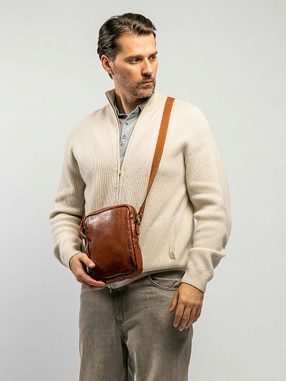 Сумка через плечо Dr.Koffer из натуральной кожи коричневая