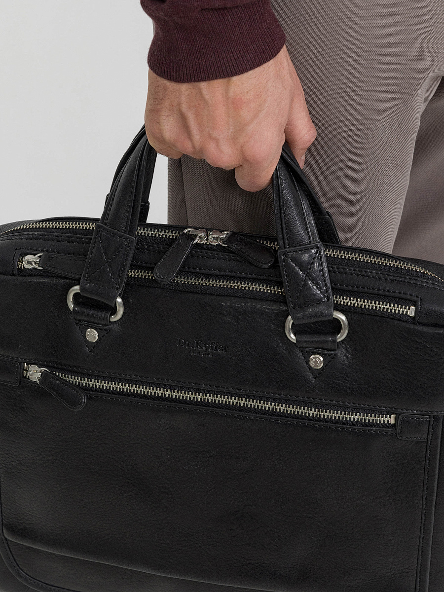 Деловая сумка Dr.Koffer из натуральной кожи черная