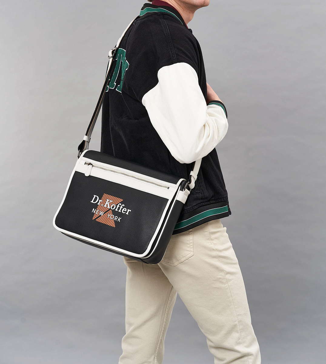 Деловая сумка Dr.Koffer из натуральной кожи черная