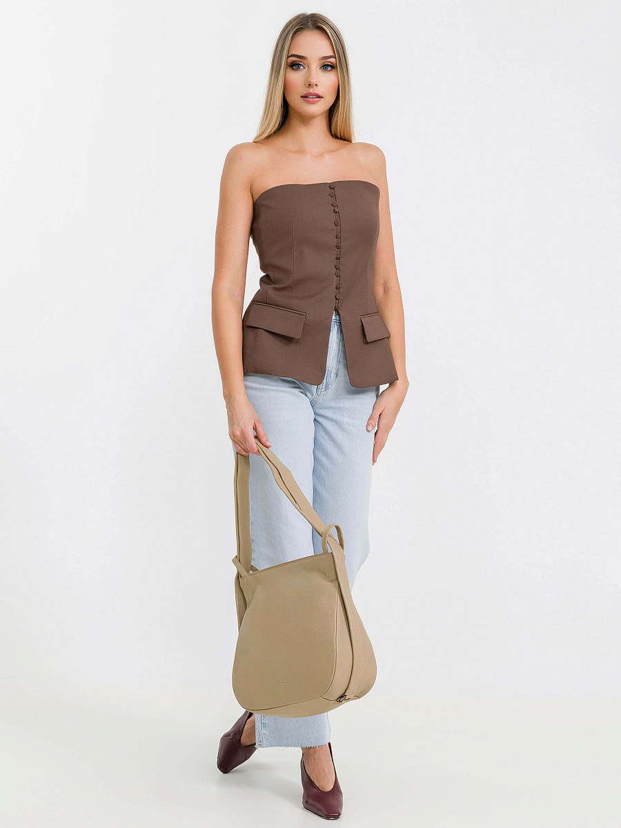 Женская сумка Dr.Koffer из натуральной кожи бежевая