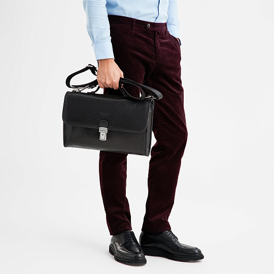 Портфель Dr.Koffer из натуральной кожи черный