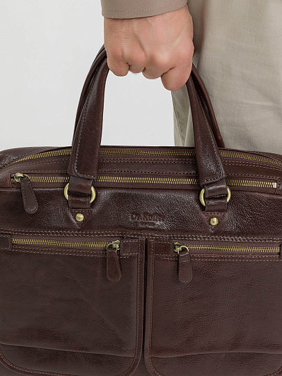 Деловая сумка Dr.Koffer из натуральной кожи темно-коричневая