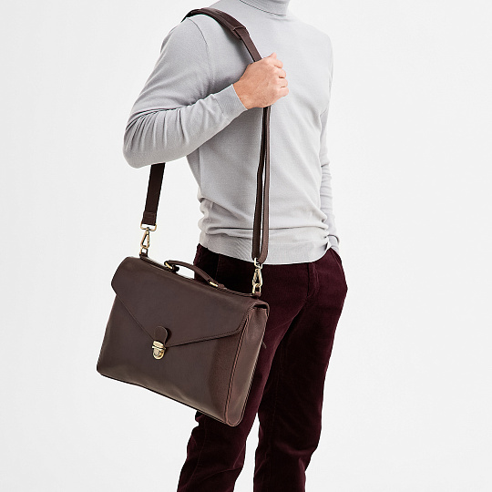 Портфель Dr.Koffer из натуральной кожи темно-коричневый