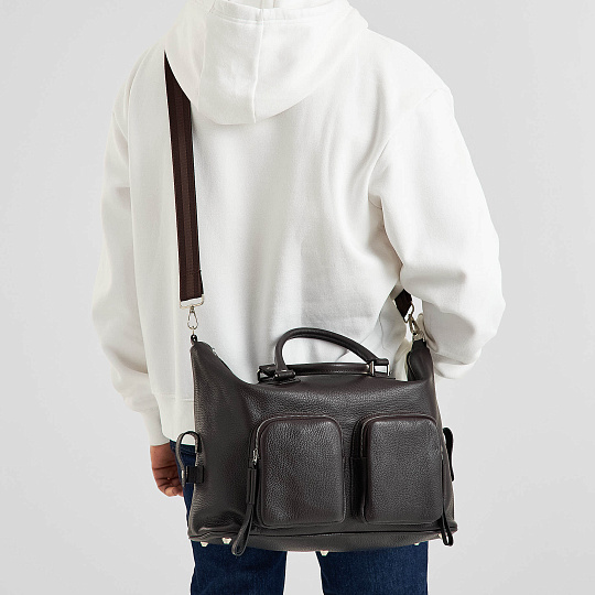 Сумка дорожная Dr.Koffer из натуральной кожи коричневая