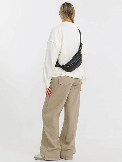 Сумка на пояс Dr. Koffer из натуральной кожи черная