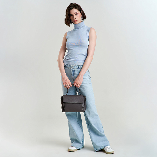 Женская сумка Dr. Koffer из натуральной кожи серая