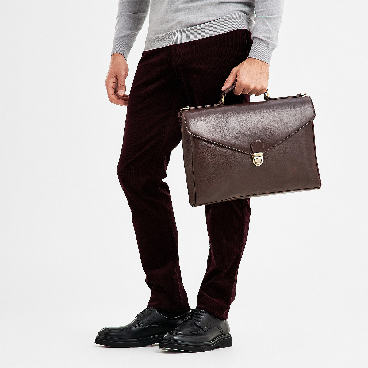 Портфель Dr.Koffer из натуральной кожи темно-коричневый