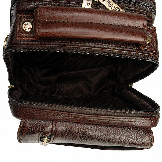 Небольшая темно-коричневая кожаная сумка для документов Dr.Koffer B248961-02-09