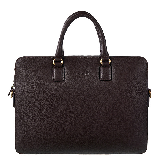 Деловая сумка Dr.Koffer из натуральной кожи темно-коричневая