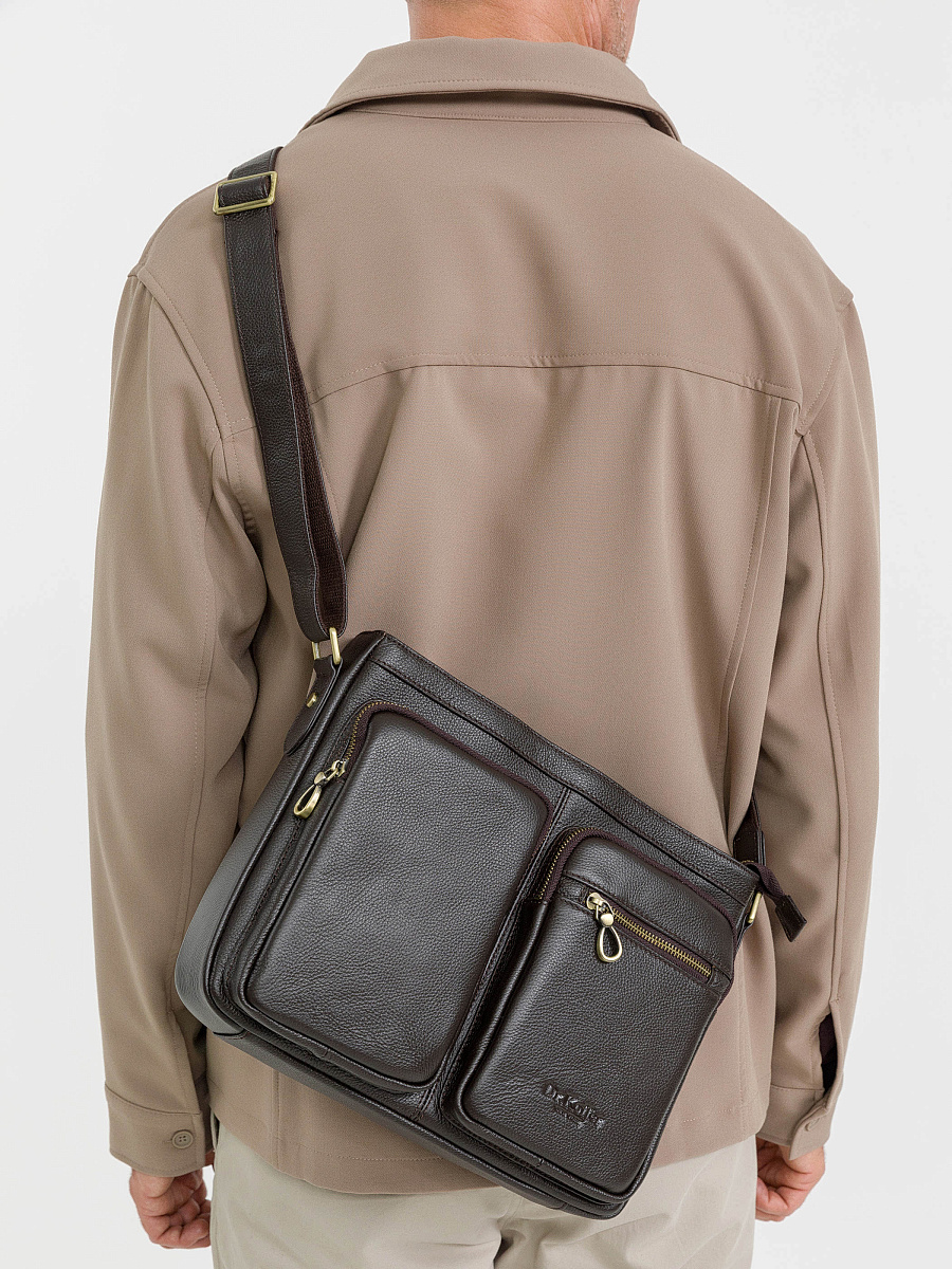 Деловая сумка Dr.Koffer из натуральной кожи темно-коричневая