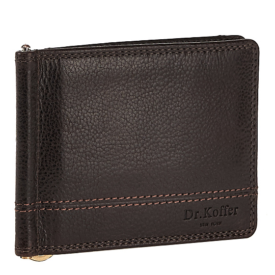 Зажим для денег Dr.Koffer из натуральной кожи коричневый