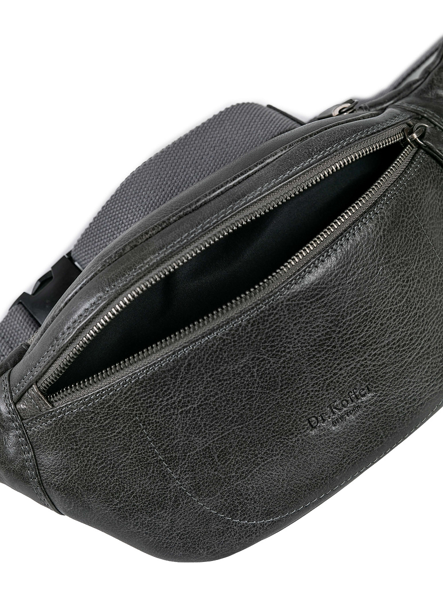 Сумка на пояс Dr. Koffer из натуральной кожи серая