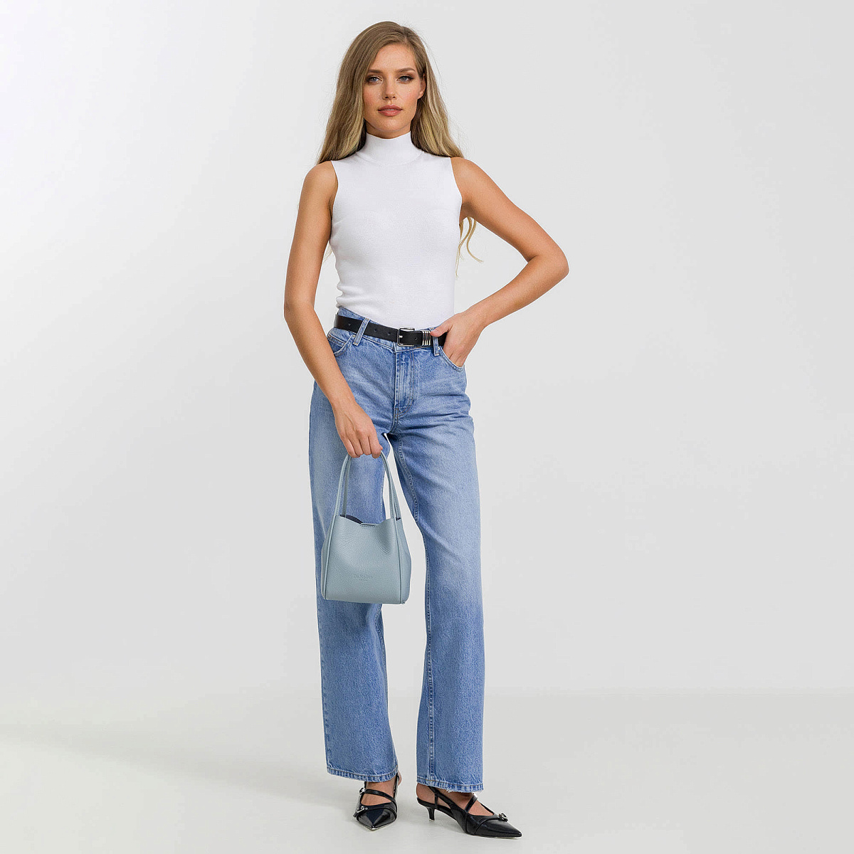 Женская сумка Dr. Koffer из натуральной кожи голубая