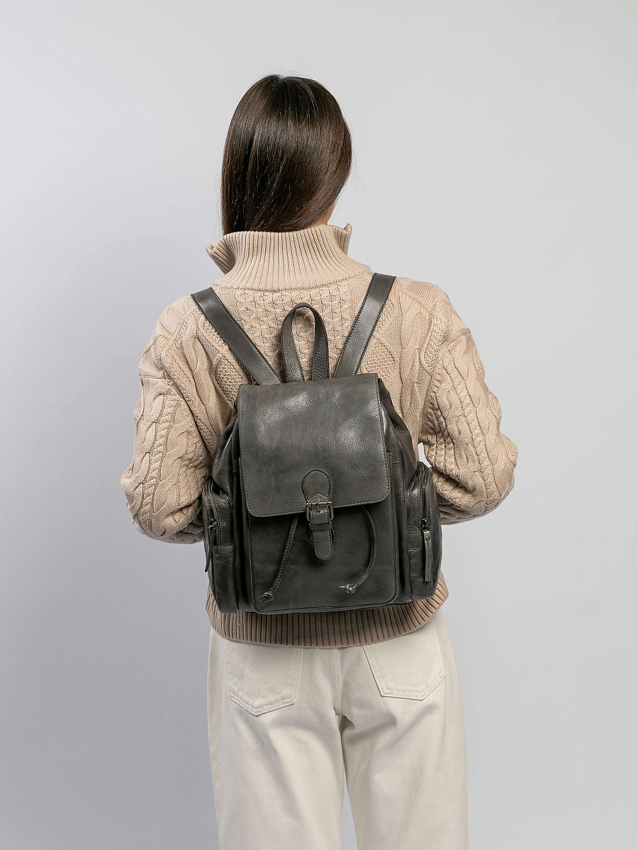 Рюкзак Dr.Koffer из натуральной кожи серый