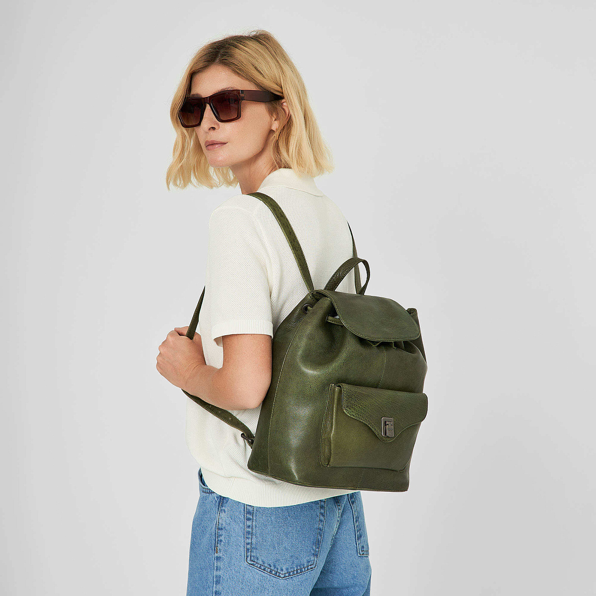 Рюкзак Dr.Koffer из натуральной кожи зеленый