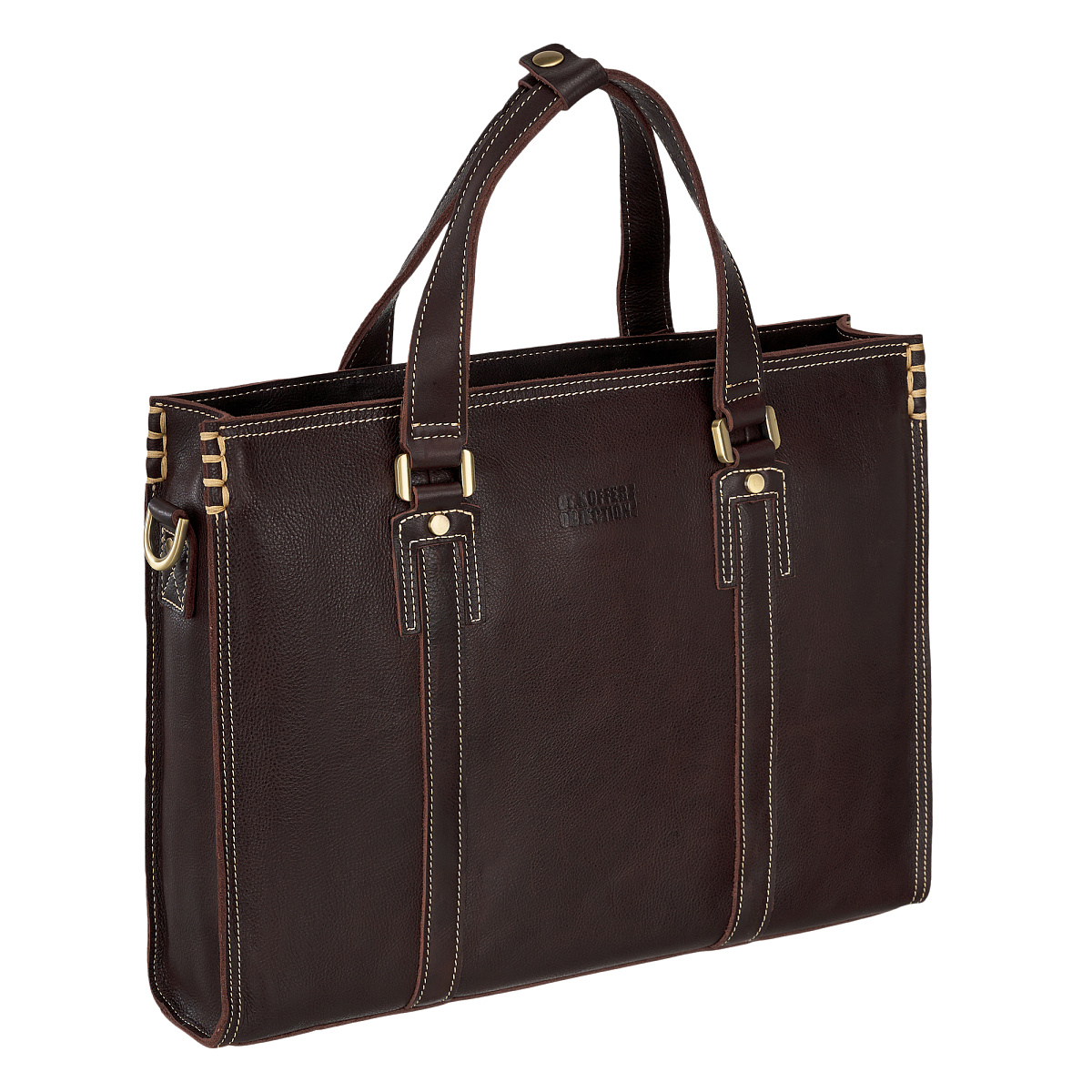 Деловая сумка Dr.Koffer из натуральной кожи темно-коричневая