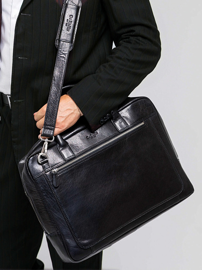 Деловая сумка Dr. Koffer из натуральной кожи черная