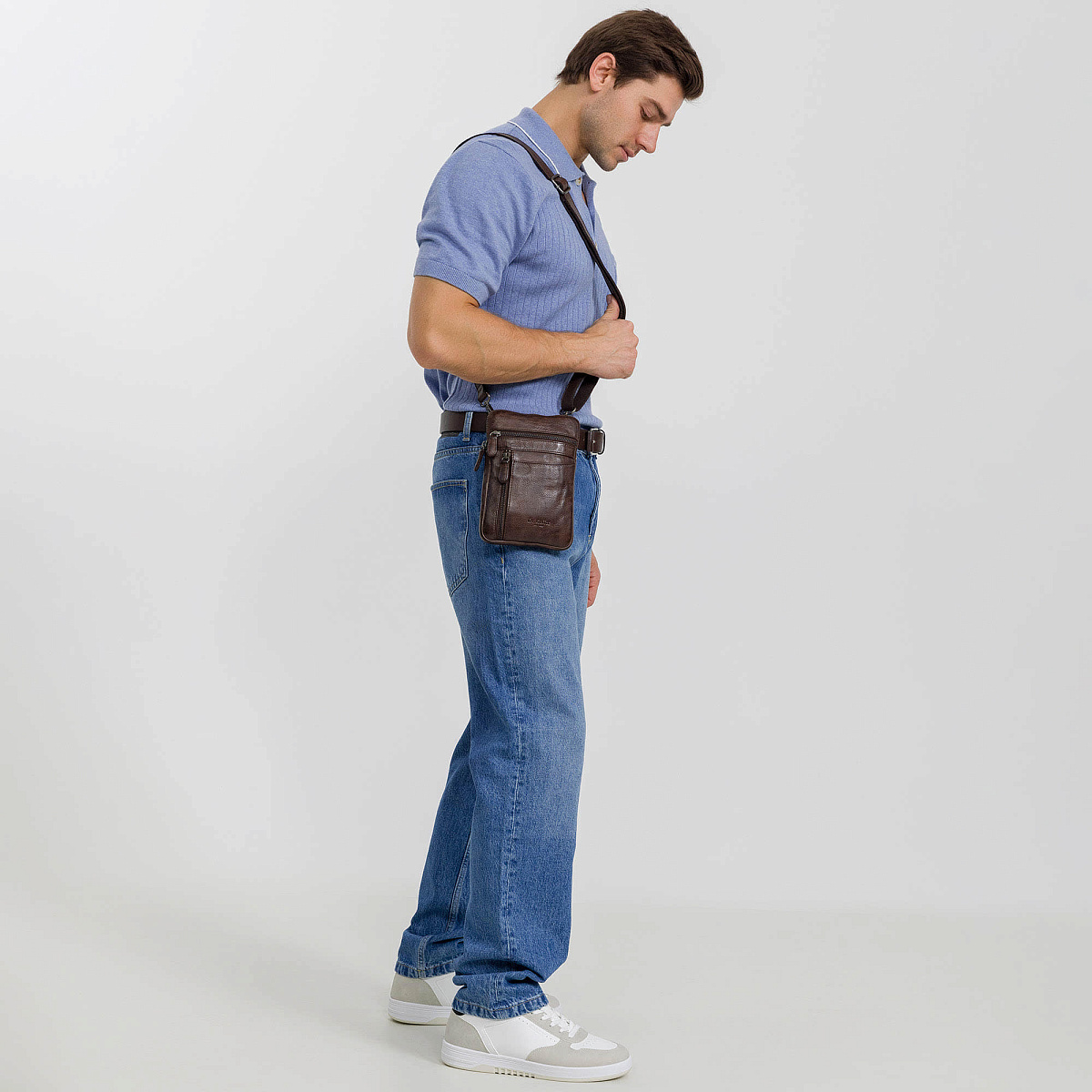 Сумка через плечо Dr.Koffer из натуральной кожи коричневая