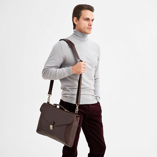 Портфель Dr.Koffer из натуральной кожи темно-коричневый