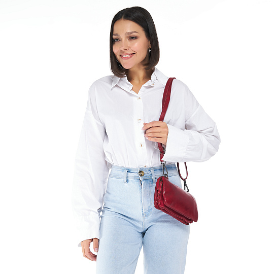 Сумка через плечо Dr.Koffer из натуральной кожи красная