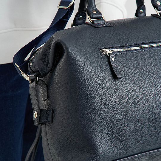 Сумка дорожная Dr.Koffer из натуральной кожи синяя