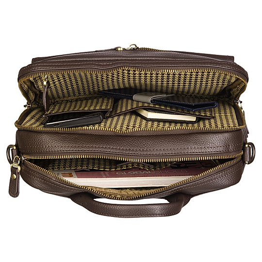 Деловая сумка Dr.Koffer из натуральной кожи темно-коричневая