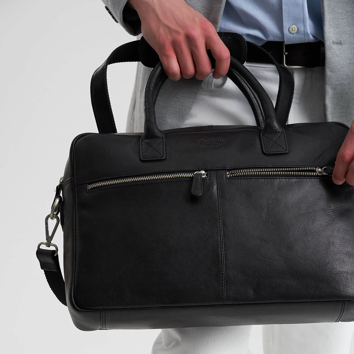 Деловая сумка Dr.Koffer из натуральной кожи черная