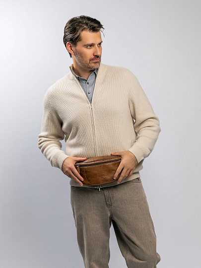 Сумка на пояс Dr. Koffer из натуральной кожи коричневая