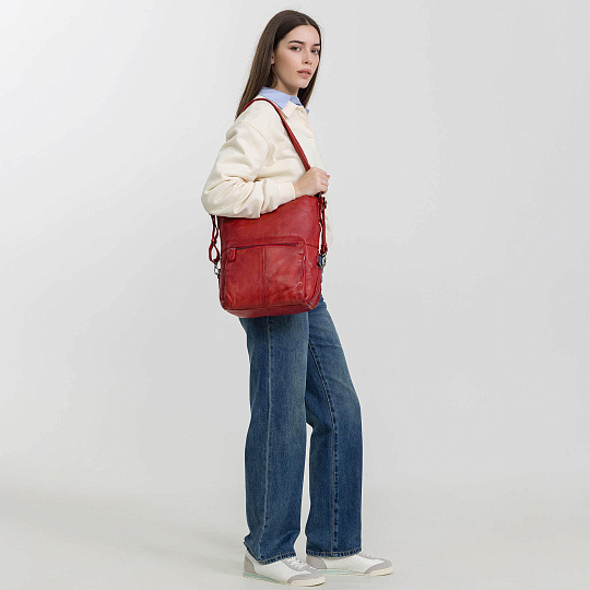 Сумка через плечо Dr.Koffer из натуральной кожи красная