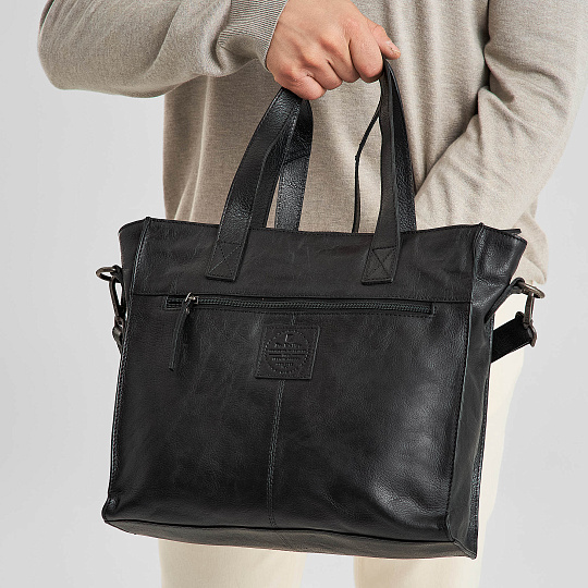 Деловая сумка Dr.Koffer из натуральной кожи черная