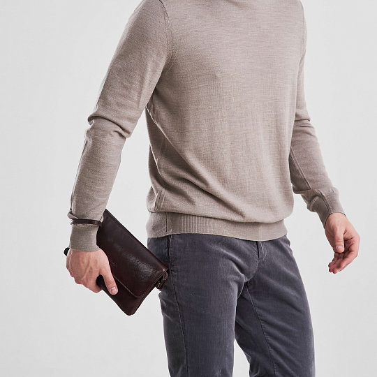 Сумка барсетка из натуральной кожи Dr. Koffer коричневая