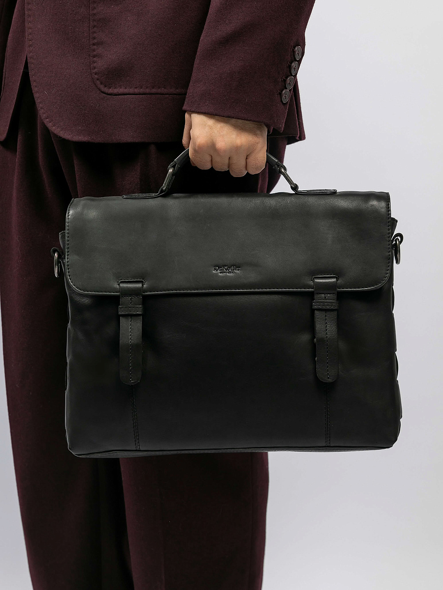 Портфель Dr.Koffer из натуральной кожи черный