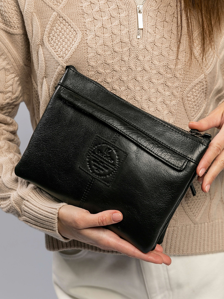 Сумка через плечо Dr.Koffer из натуральной кожи черная