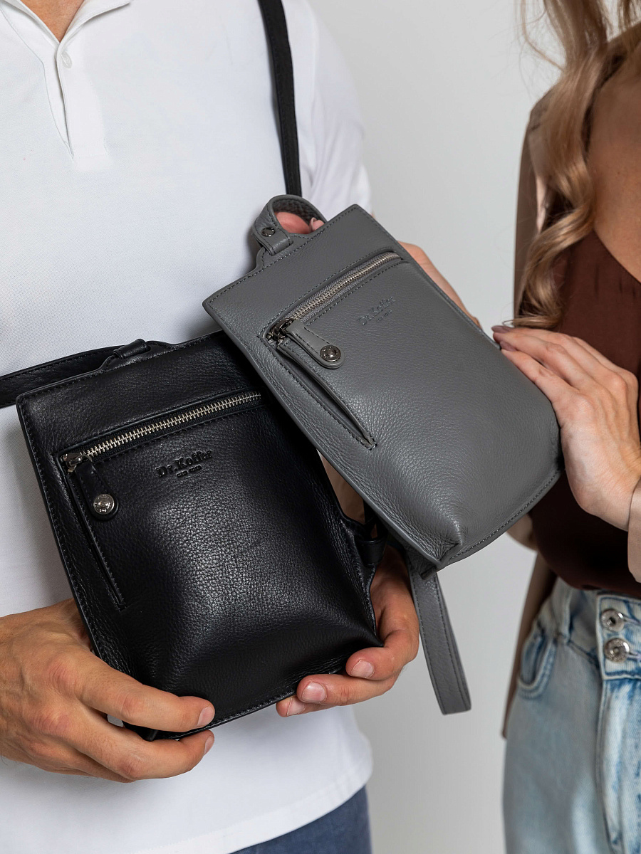 Сумка через плечо Dr.Koffer из натуральной кожи черная