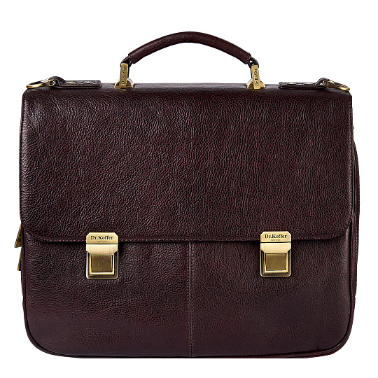 Портфель Dr.Koffer из натуральной кожи темно-коричневый