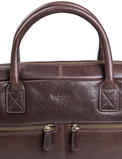 Деловая сумка Dr.Koffer из натуральной кожи темно-коричневая