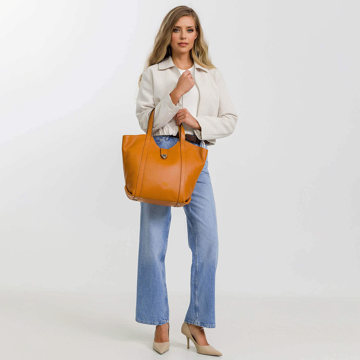 Женская сумка Dr. Koffer из натуральной кожи оранжевая